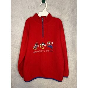 Kids Mickey & Co Red Fleece 1/4 Zip Pullover Sweatshirt Size M 10/12 Disney